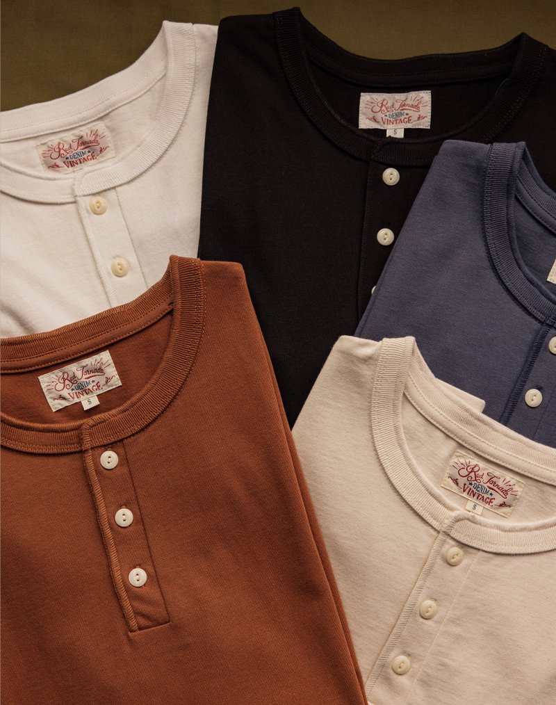 亨利领短袖 T-SHIRT 磅数260G 复古 美式 短袖 Henley Collar - 男装上衣/T 恤 - 棉．麻 多色