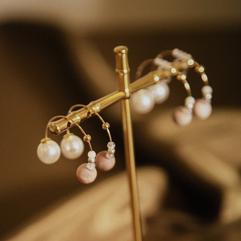 Solar Eclipse Halo 日蚀光环耳饰 - 耳环/耳夹 - 石头 咖啡色