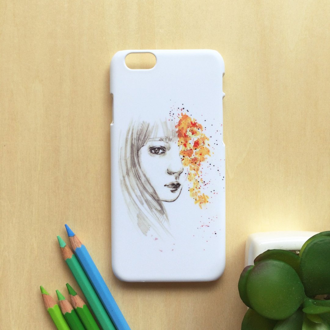 凝望与花,女孩//原创手机壳-    iPhone, Samsung, oppo - 手机壳/手机套 - 塑料 橘色