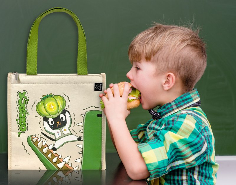 冒险读本系列 | Kuroro直式方形保温袋-绿色鳄鱼款 - 手提包/手提袋 - 其他材质 绿色