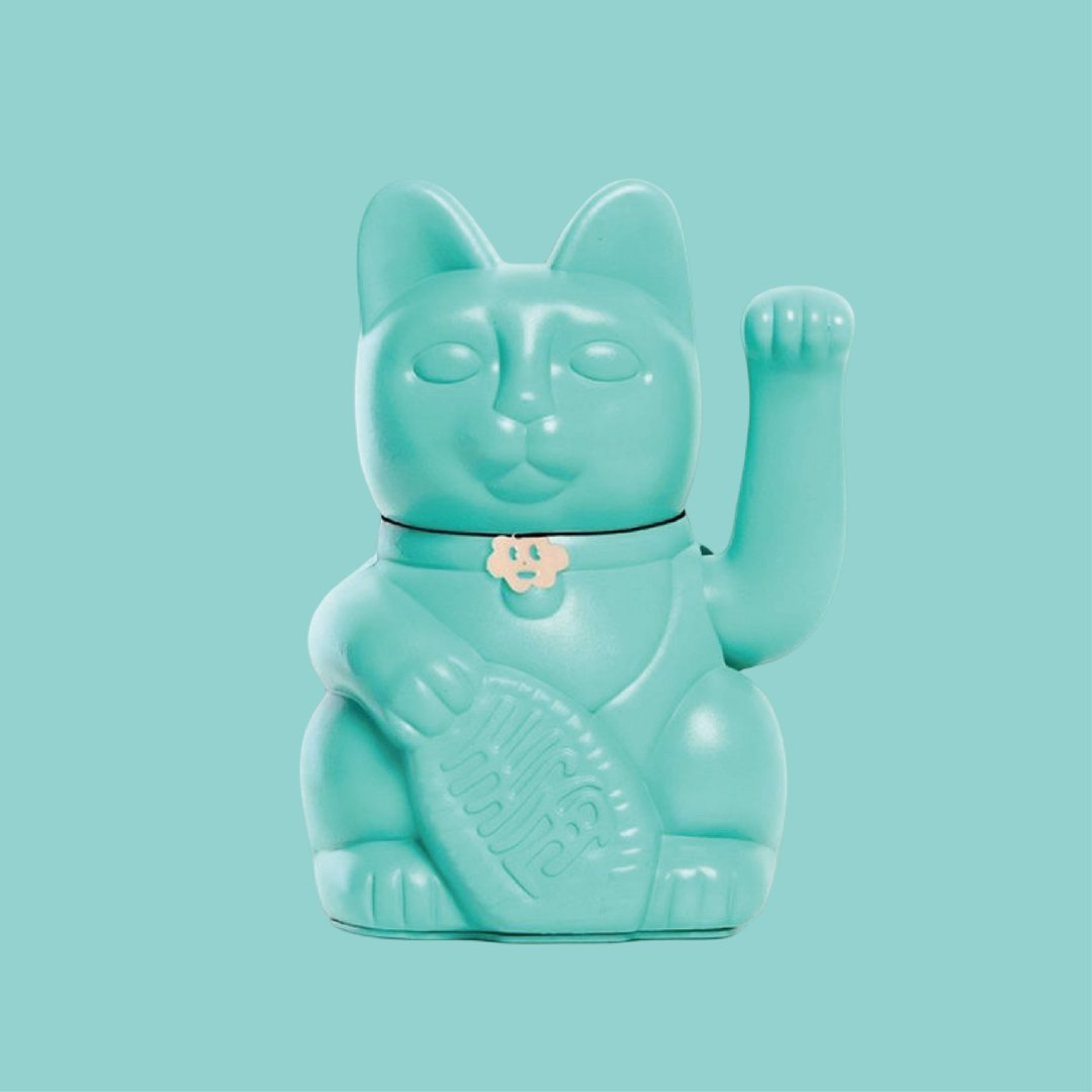 【Diminuto Cielo 招财猫】 Tiny Sky 幸运招财猫 - 湖水绿 18CM - 玩偶/公仔 - 其他材质 绿色