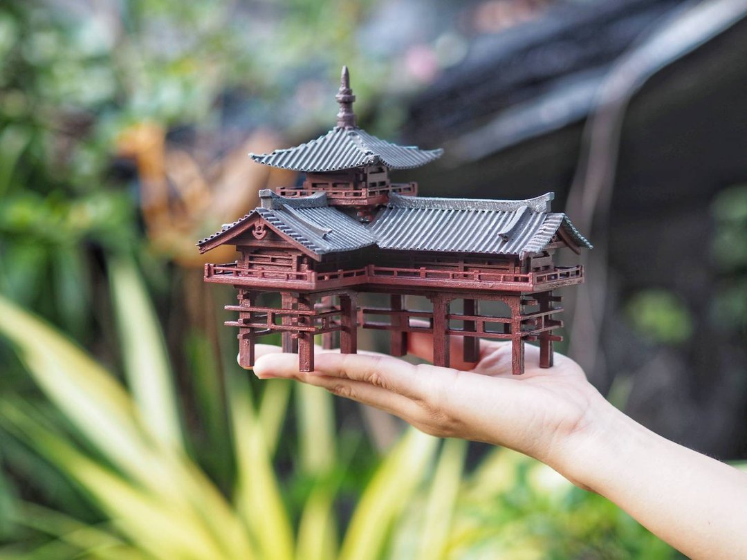 Japanese pavilion model scale model for diorama or home and garden decoration - 摆饰 - 木头 咖啡色