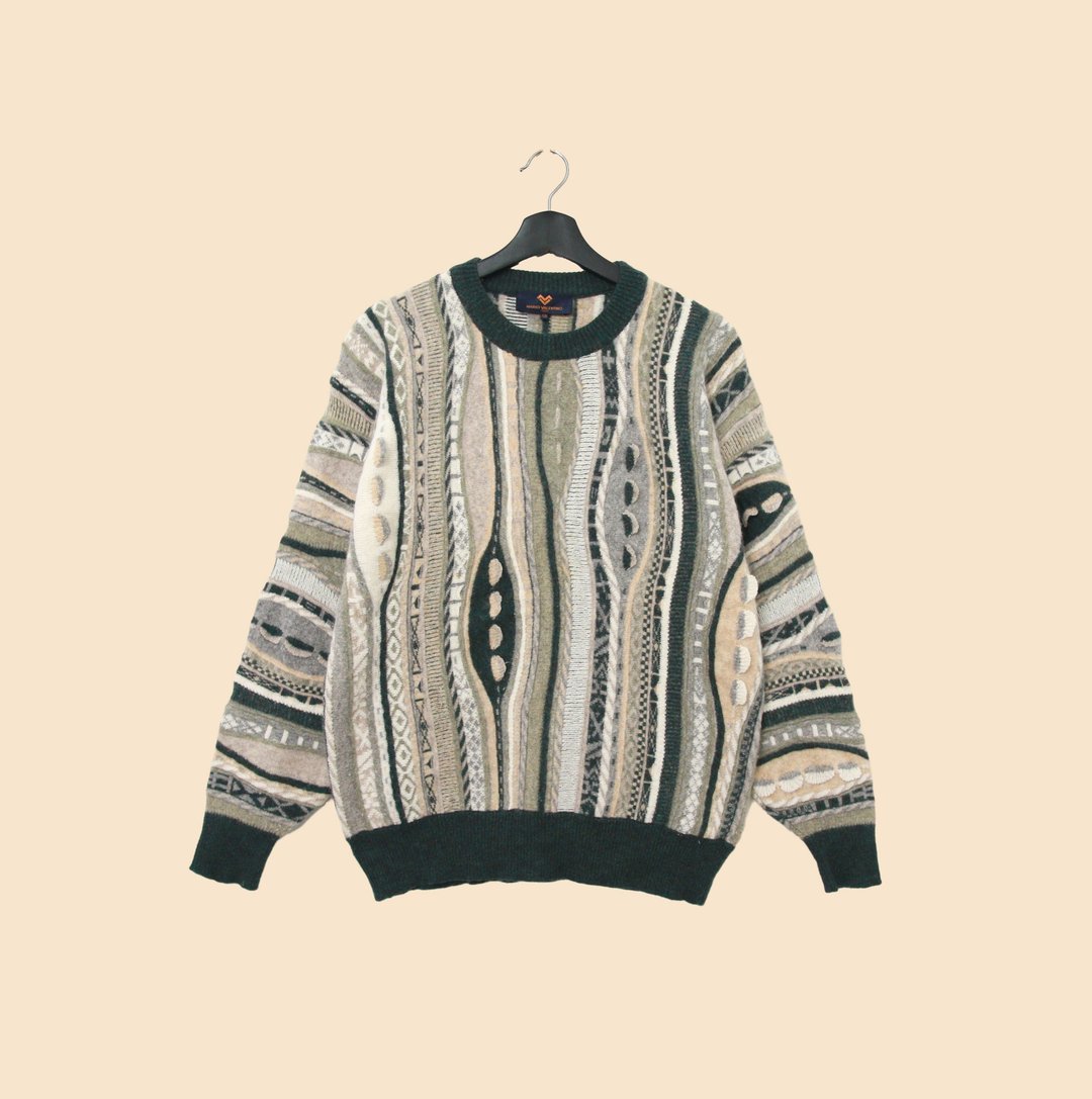 Back to Green-复古毛衣 深绿 半立体 细致图腾 vintage sweater - 男装针织衫/毛衣 - 羊毛 