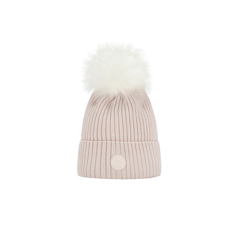 毛线帽【ISW】针织美丽诺羊毛球毛线帽-奶油 (三色可选) - 帽子 - 羊毛 白色