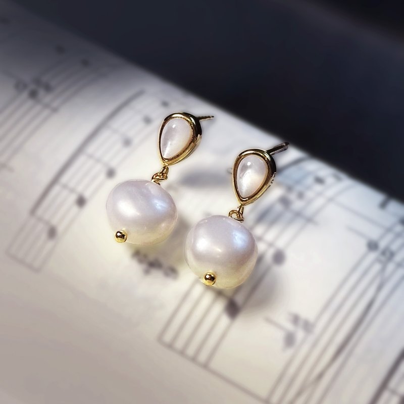 天然白蝶贝316医疗钢珍珠耳环/珍珠耳环 宝石 垂坠耳环 抗过敏 - 耳环/耳夹 - 珍珠 白色