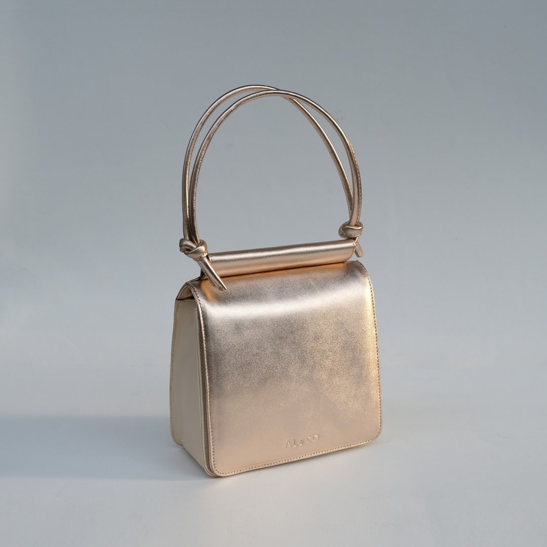 Hayden Leather Flap Bag in Foil Gold - 手提包/手提袋 - 真皮 金色