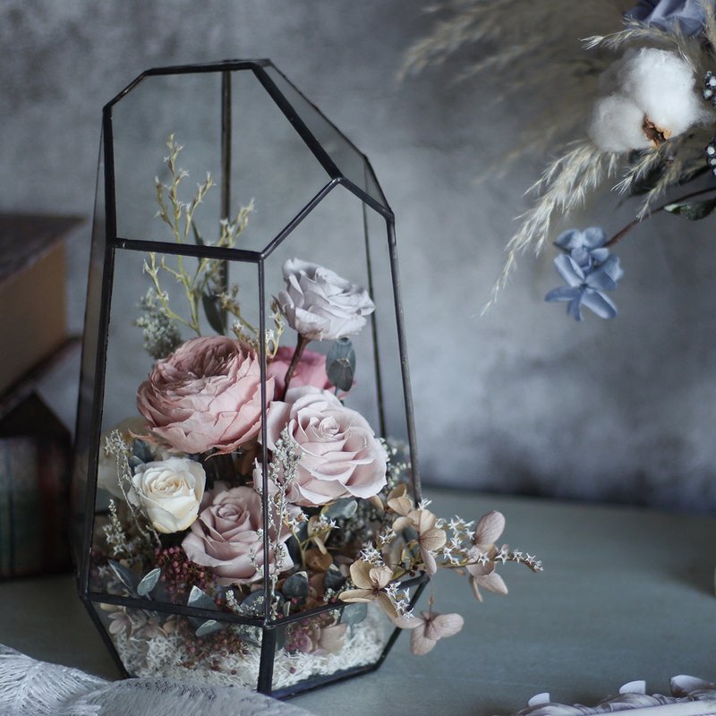 永生花玻璃罩盅 古典奥斯汀玻璃屋 定制不凋玫瑰花花礼 - 干燥花/捧花 - 植物．花 多色