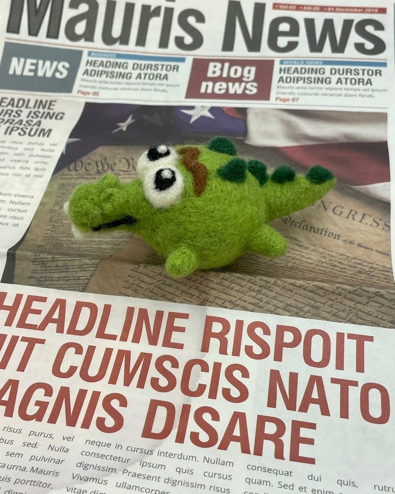 凸眼粗眉鳄鱼羊毛毡钥匙圈 - 钥匙链/钥匙包 - 羊毛 绿色