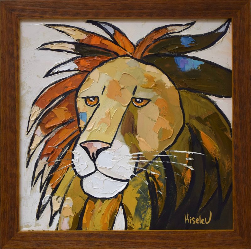 狮子油画 原创手绘画 带框装饰艺术 - 墙贴/壁贴 - 其他材质 