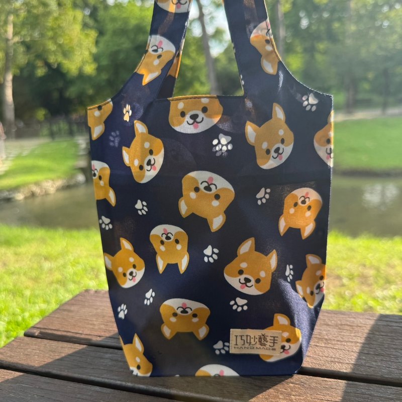 【巧妙艺手】大头柴柴 防水环保杯袋 - 随行杯提袋/水壶袋 - 防水材质 蓝色