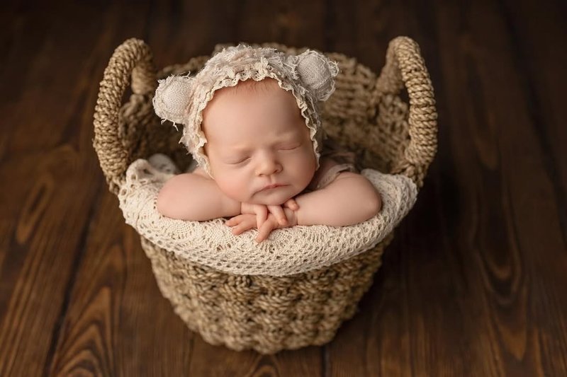 新生儿摄影道具 宝宝帽 熊耳朵造型 波希米亚风格 米色 - 婴儿饰品 - 其他材质 白色