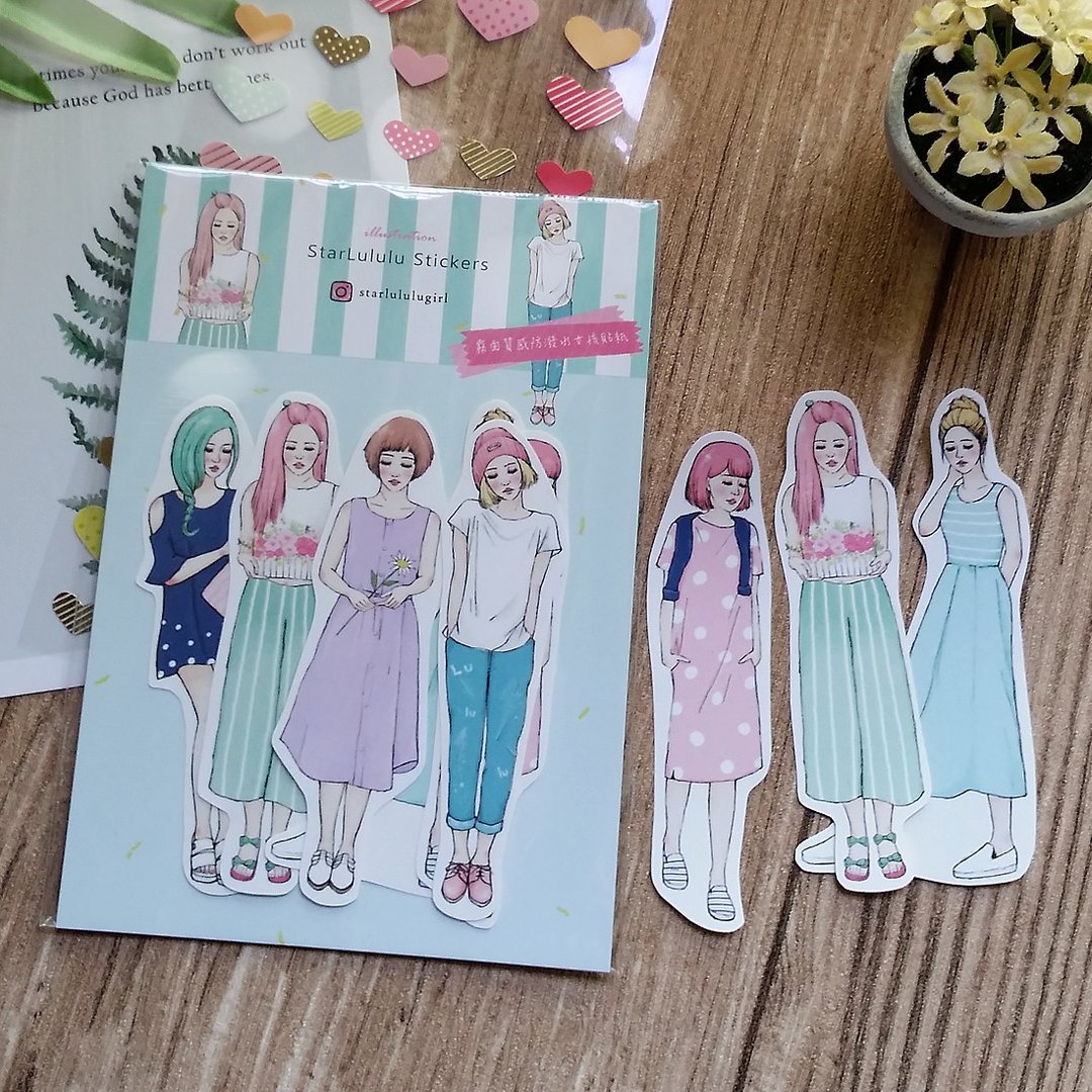 幸福女孩全身贴纸组 6入 - 贴纸 - 纸 