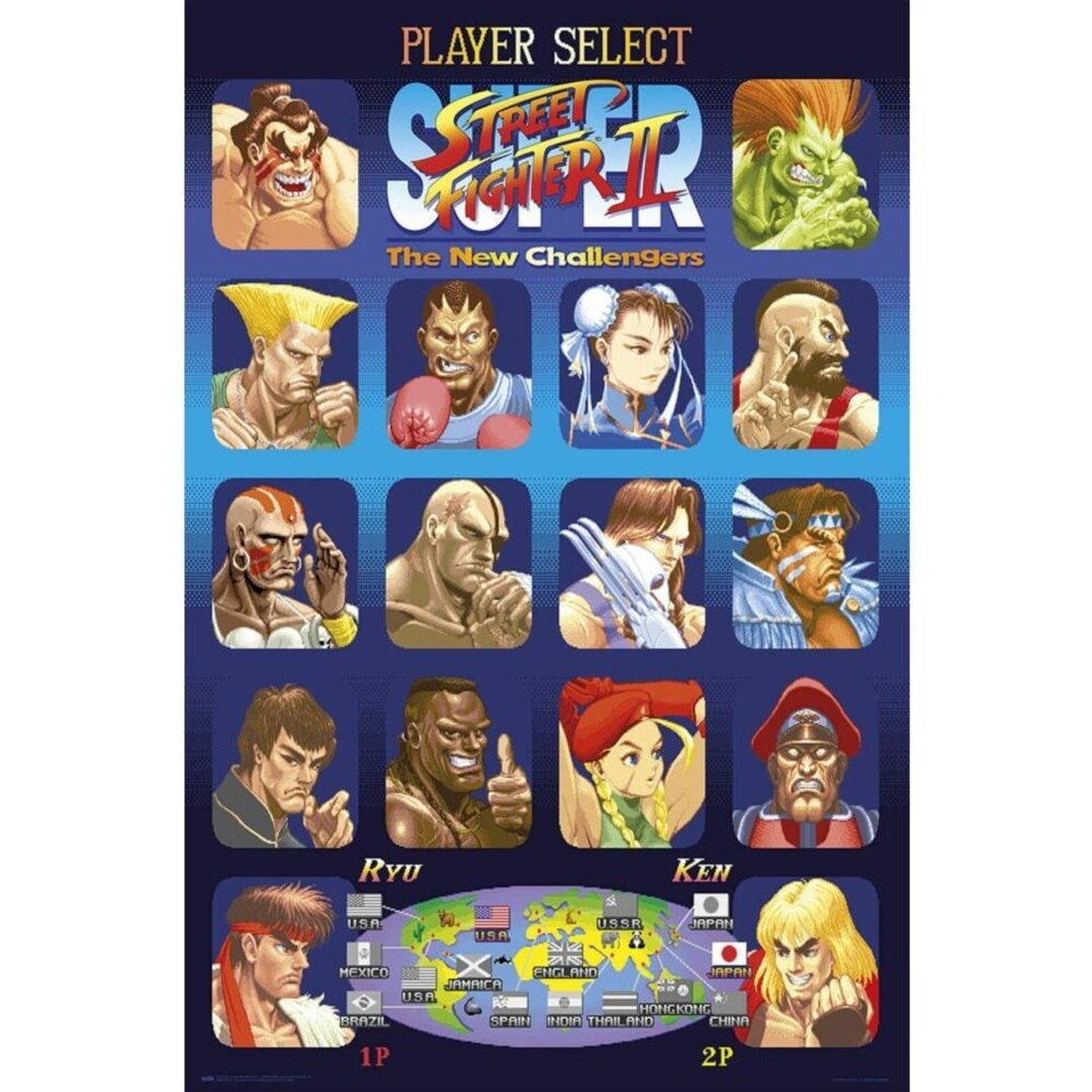 【快打旋风】复古二代选角画面 进口海报/Street Fighter - 海报/装饰画/版画 - 纸 蓝色
