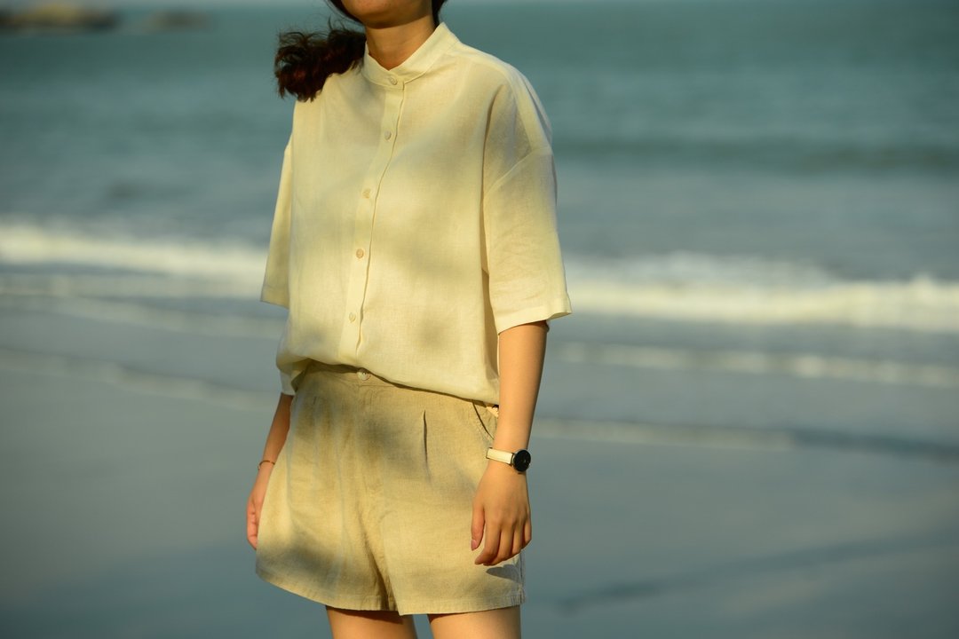 White linen cotton shirt - 女装上衣 - 棉 