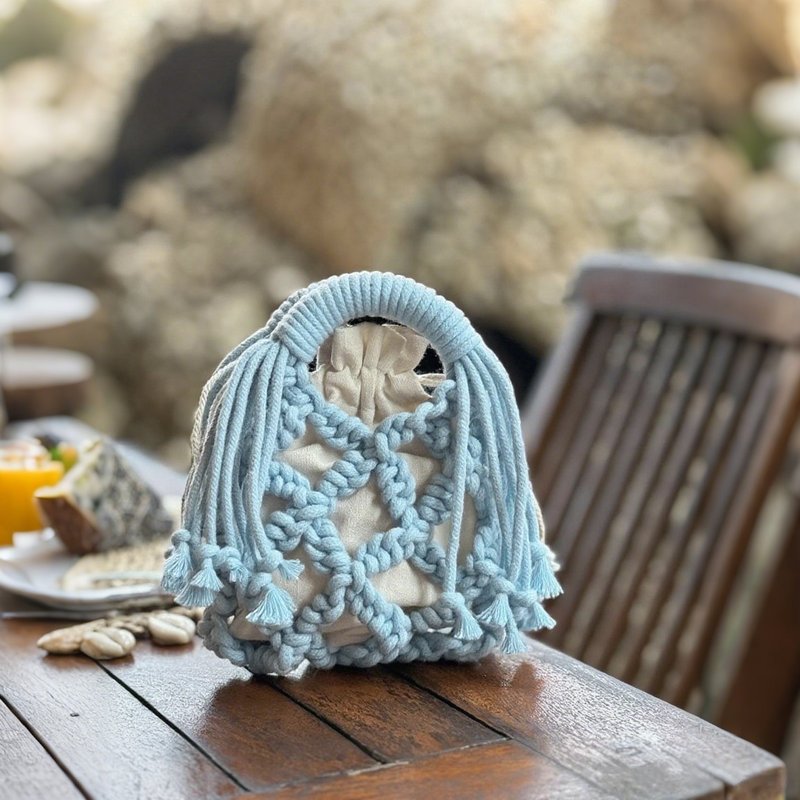 小众编织包手工编织手提斜背包 手机包 厚实提把 - 手提包/手提袋 - 棉．麻 多色