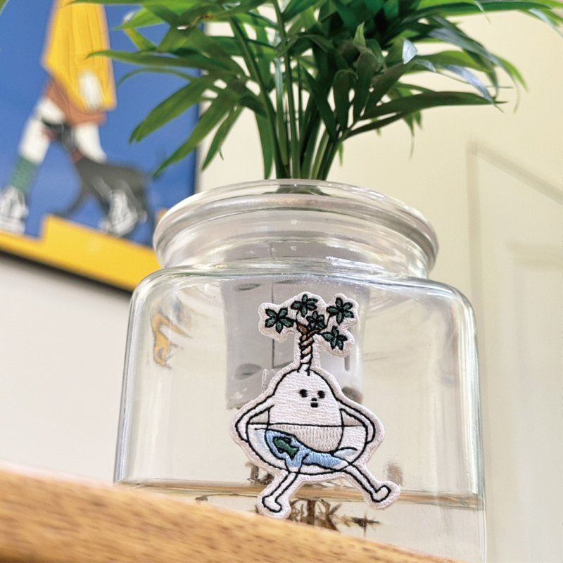 │ 居家小物│ 财财森多盆器贴 - 刺绣 发财树 背胶 - 徽章/别针 - 绣线 