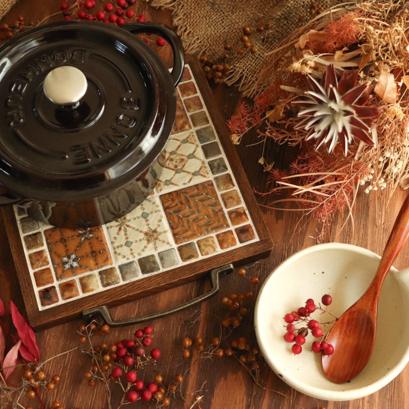 绢绸纹锅垫 - 托盘/砧板 - 瓷 咖啡色