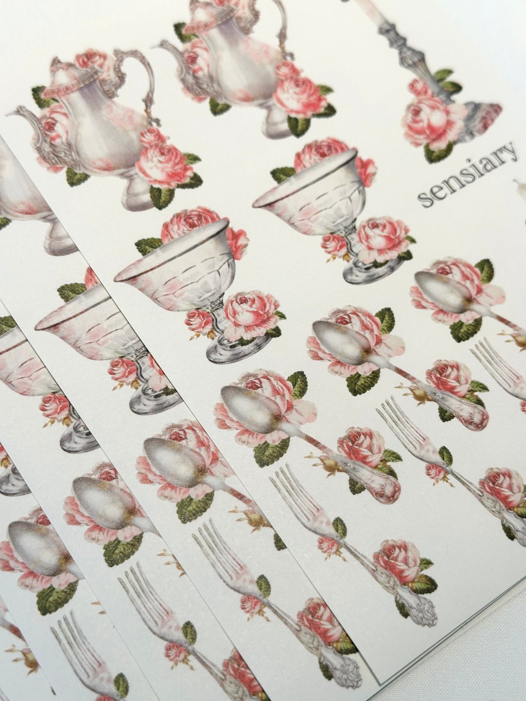 sensiary 粉色复古中古欧洲风格贴纸 5张入 - 卡片/明信片 - 纸 