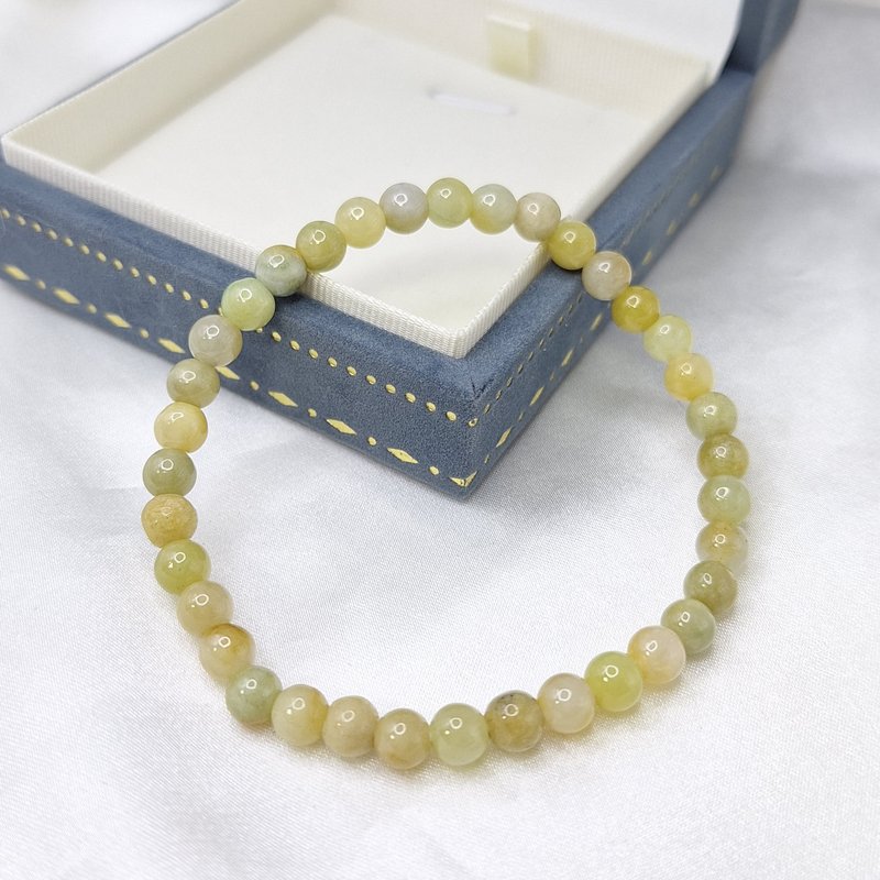 天然浓郁黄翡手串 手珠 珠串 | 天然缅甸玉A货翡翠 - 手链/手环 - 玉石 