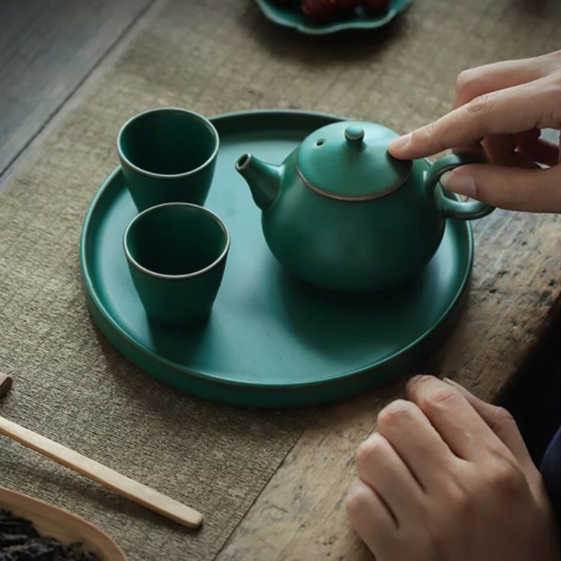 品藏 尚岩粗陶墨绿茶艺中式茶壶组 - 茶具/茶杯 - 瓷 