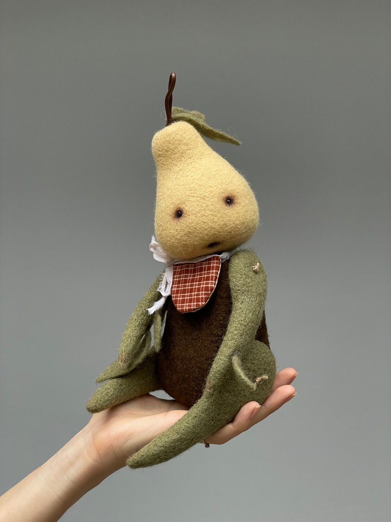 针毡羊毛雕塑梨 - 玩偶/公仔 - 羊毛 黄色