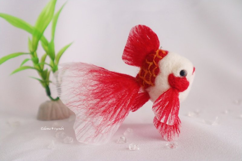 漂浮金鱼手机 S - 白色 Sarasa 琉金 - - 摆饰 - 羊毛 红色