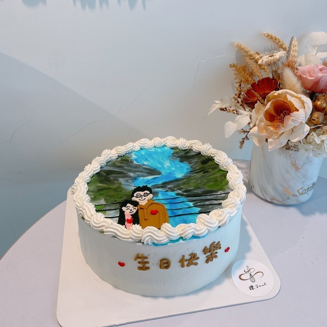情侣风景照 人物绘图蛋糕 题字蛋糕 生日蛋糕 铄甜点 庆生礼物 - 蛋糕/甜点 - 新鲜食材 