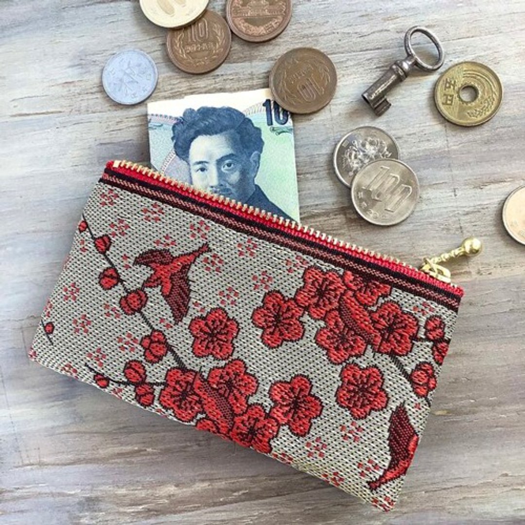 Mini pouch [Ume ni Ume] Tatami-rimmed coin purse Card case Kotori Koumeharu - 化妆包/杂物包 - 其他材质 白色