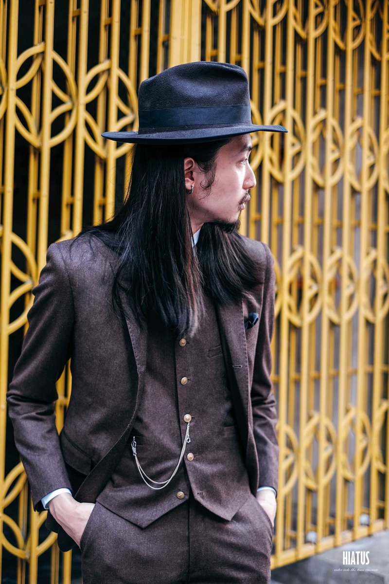 HIATUS 豆沙红 西装套装 - 男装外套 - 羊毛 咖啡色