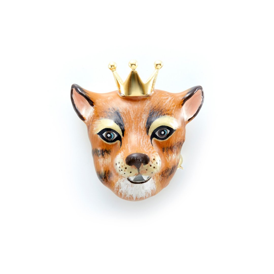 Kaira Qoeen Lion Brooch - 胸针 - 其他金属 金色