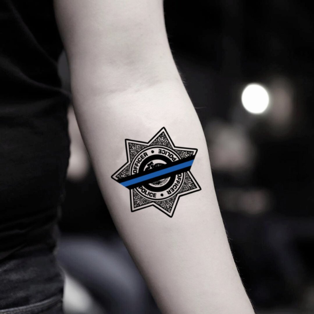 OhMyTat 警察 Police 刺青图案纹身贴纸 (2 张) - 纹身贴 - 纸 黑色