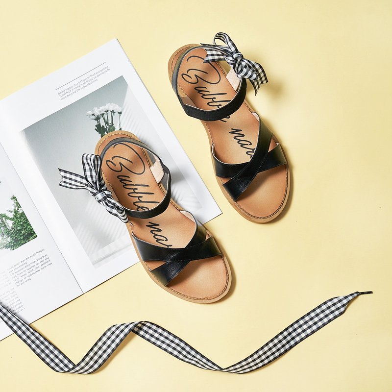 海边的艾蒂儿交叉凉鞋-狂欢夜 - 男女凉鞋 - 真皮 黑色