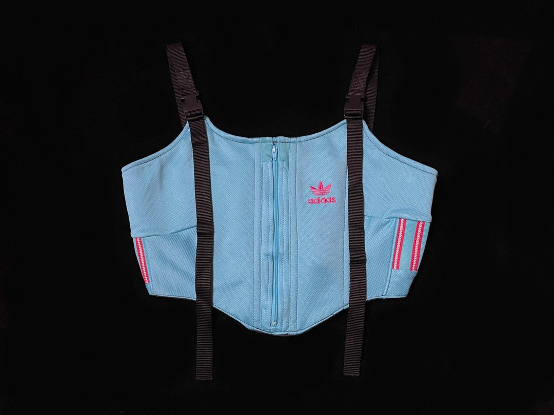 REGETHER 古着改制 adidas Originals sportswear 后绑带马甲-03 - 女装背心 - 棉．麻 蓝色