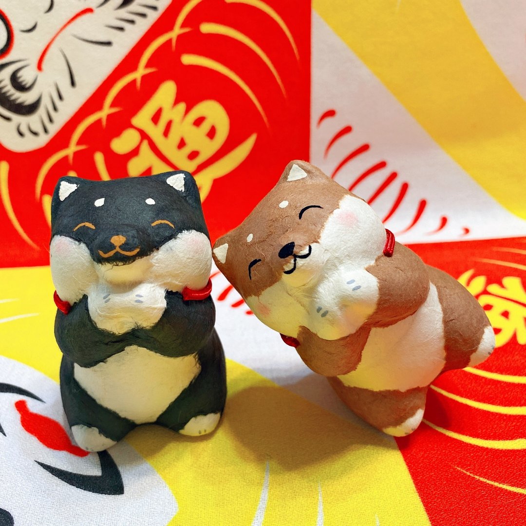 京都手作摆饰-请愿微笑柴犬(棕色/黑色) - 摆饰 - 其他材质 