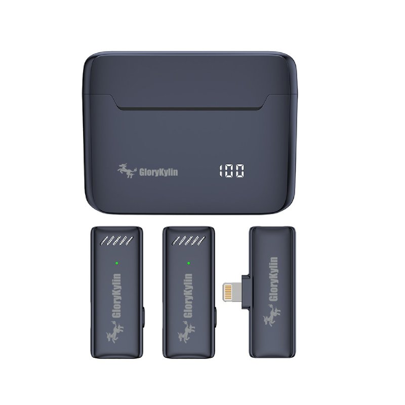 全指向型手机用领夹式一对二收音麦克风 Lightning/Type-C - 手机配件 - 塑料 黑色