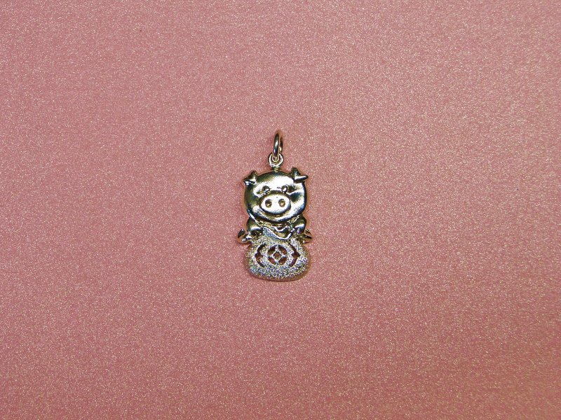 猪宝来啰-小福猪 - 项链 - 纯银 粉红色