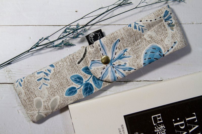 【Gi LAI】 6.5*26Cm环保双层筷袋 餐具袋-花卉 - 餐刀/叉/匙组合 - 棉．麻 灰色