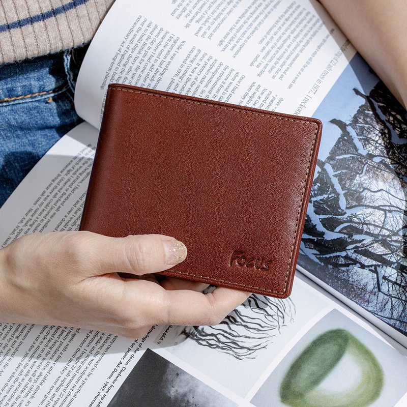 【圣诞礼物】真皮男短夹 / 简约4卡零钱袋皮夹钱包 / 男皮夹 - 皮夹/钱包 - 真皮 