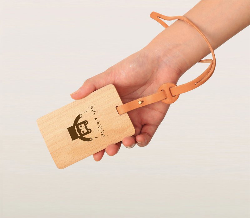 木制悠游卡套(台湾黑熊)-免费雕刻名字-附短皮带 - 证件套/卡套 - 木头 咖啡色