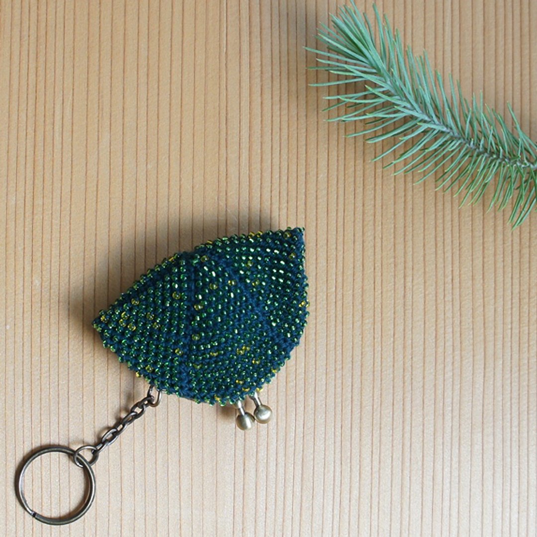 Ba-ba handmade Seed Beads crochet mini-coinpurse No.732 - 零钱包 - 其他材质 绿色