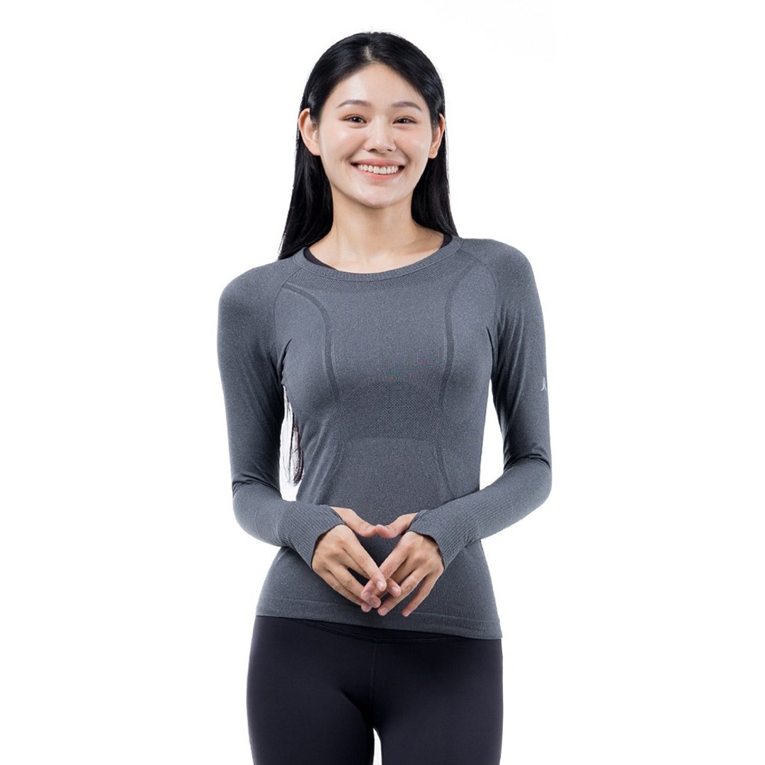 【NAMASTE】Effy 无侧车缝长袖 - 深麻灰 - 女装运动衣 - 尼龙 灰色