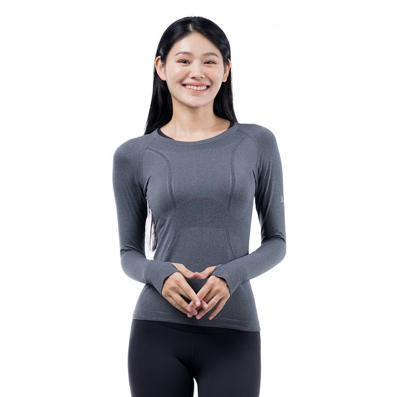 【NAMASTE】Effy 无侧车缝长袖 - 深麻灰 - 女装运动衣 - 尼龙 灰色