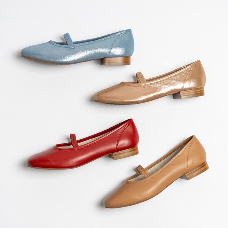 Lewis Walt通勤方头浅口壹字带软羊皮布里玛丽珍低跟芭蕾单鞋 - 芭蕾鞋/娃娃鞋 - 真皮 多色