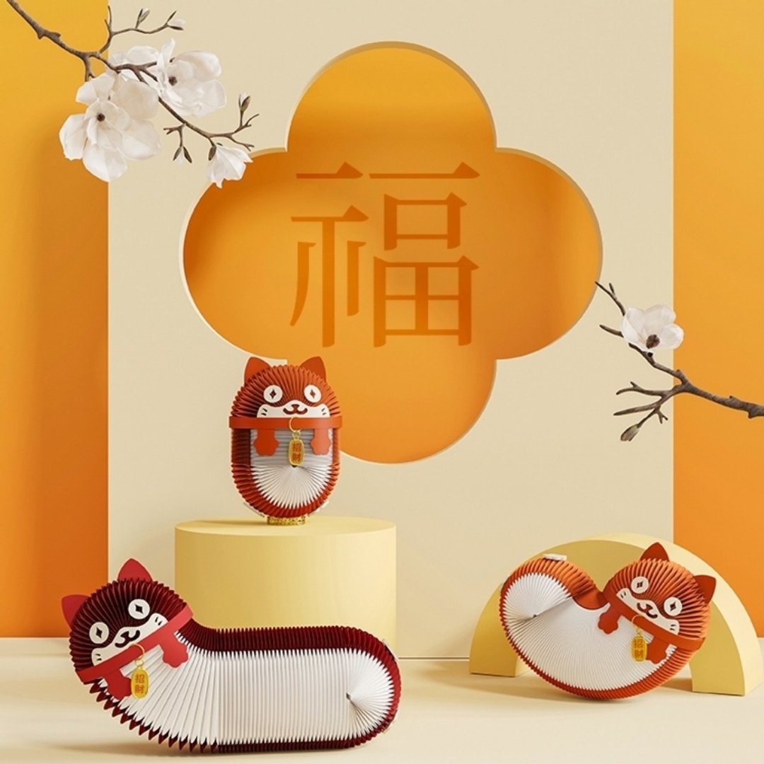 双倍祝福 招财猫 手作礼盒 情人节礼物 生日礼物 周年礼物 - 摆饰 - 纸 多色