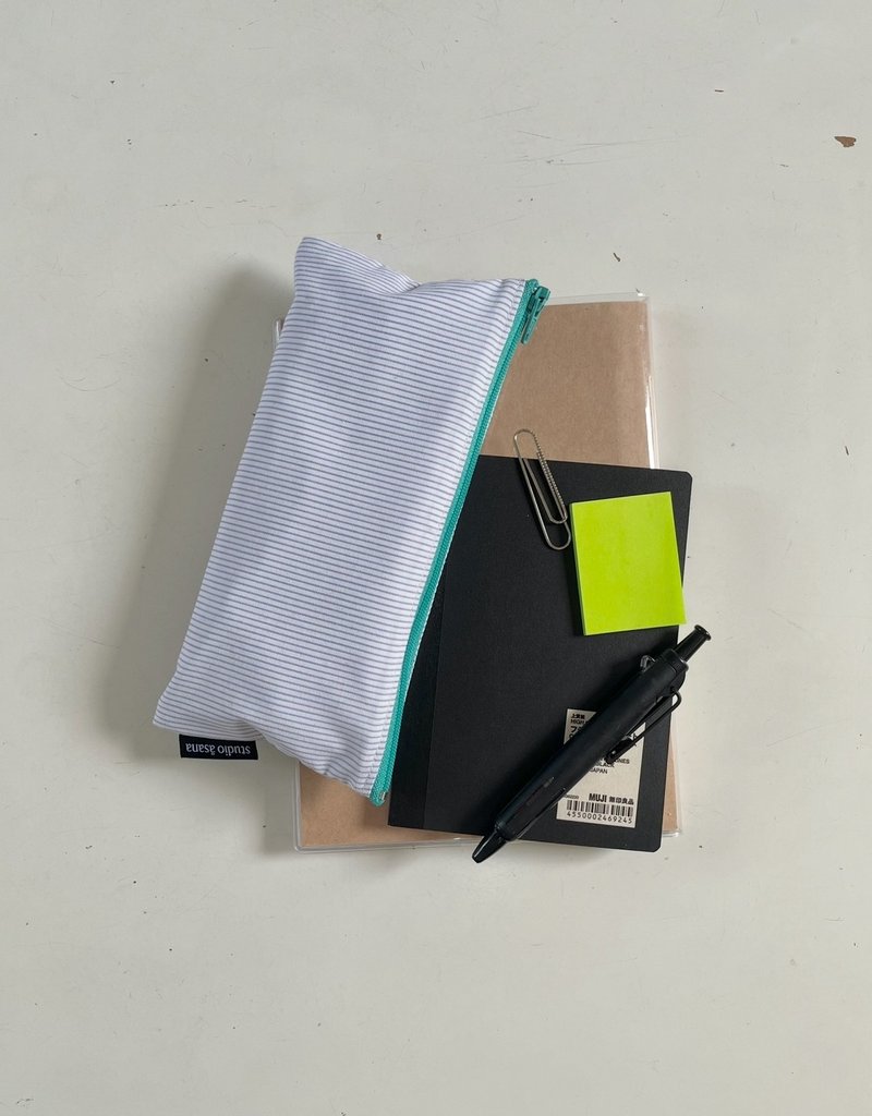 笔盒（蓝条纹） 铅笔盒 笔记本 屏蔽胶带 文具 - 铅笔盒/笔袋 - 棉．麻 蓝色