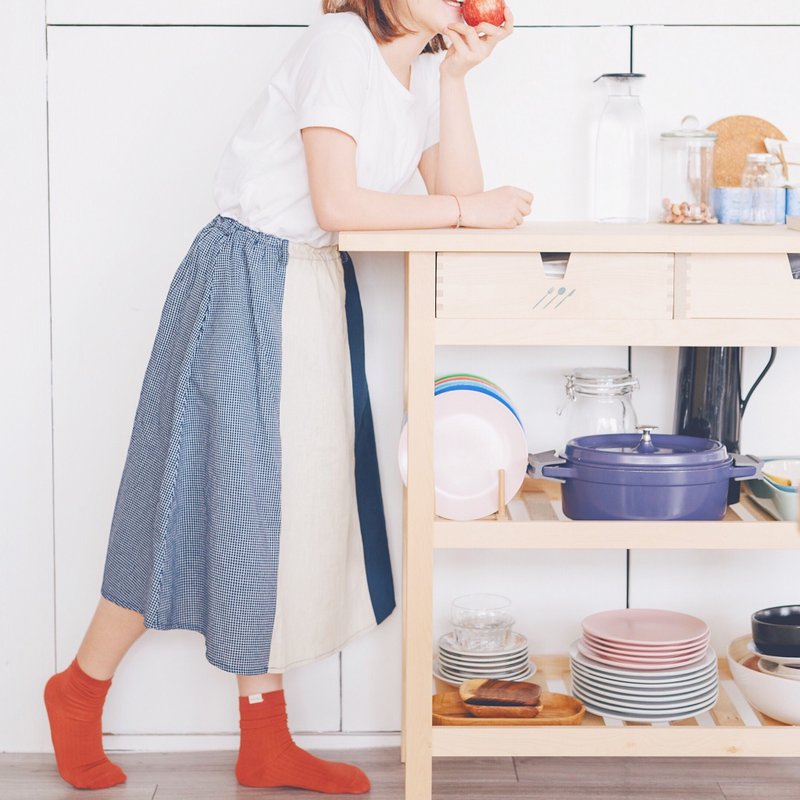 拼格子布系列 / 拼色 / 三色拼布半身A字裙 / Banananaxx - 女装长裤 - 其他材质 多色