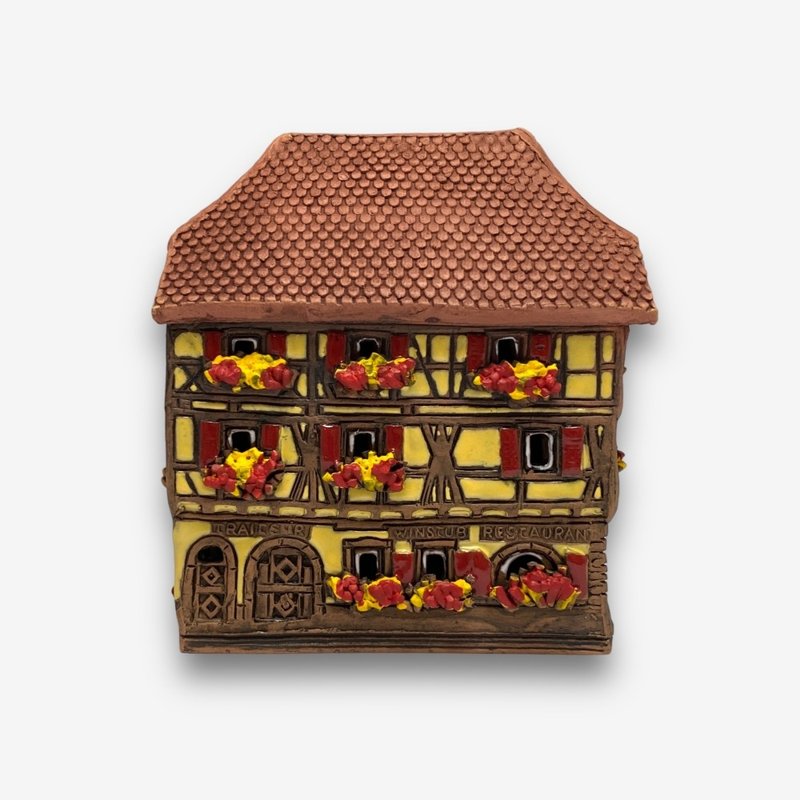 SOLO欧洲家居-手工陶瓷小屋 烛台 9cm 迷你 黄色 童话故事系列 - 蜡烛/烛台 - 陶 黄色