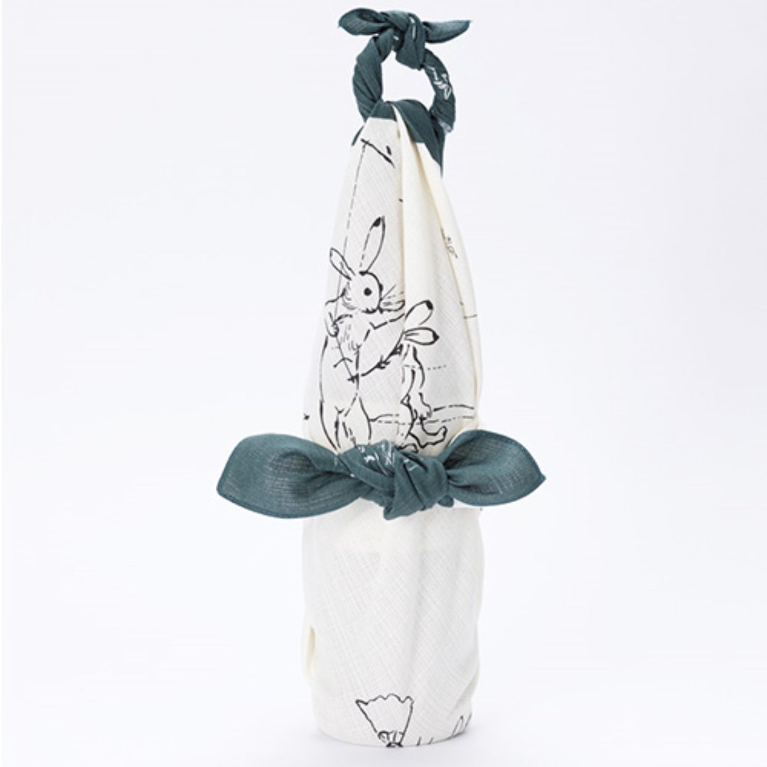 京都风吕敷包巾-鸟兽戏画 二巾(绿) - 手帕/方巾 - 棉．麻 