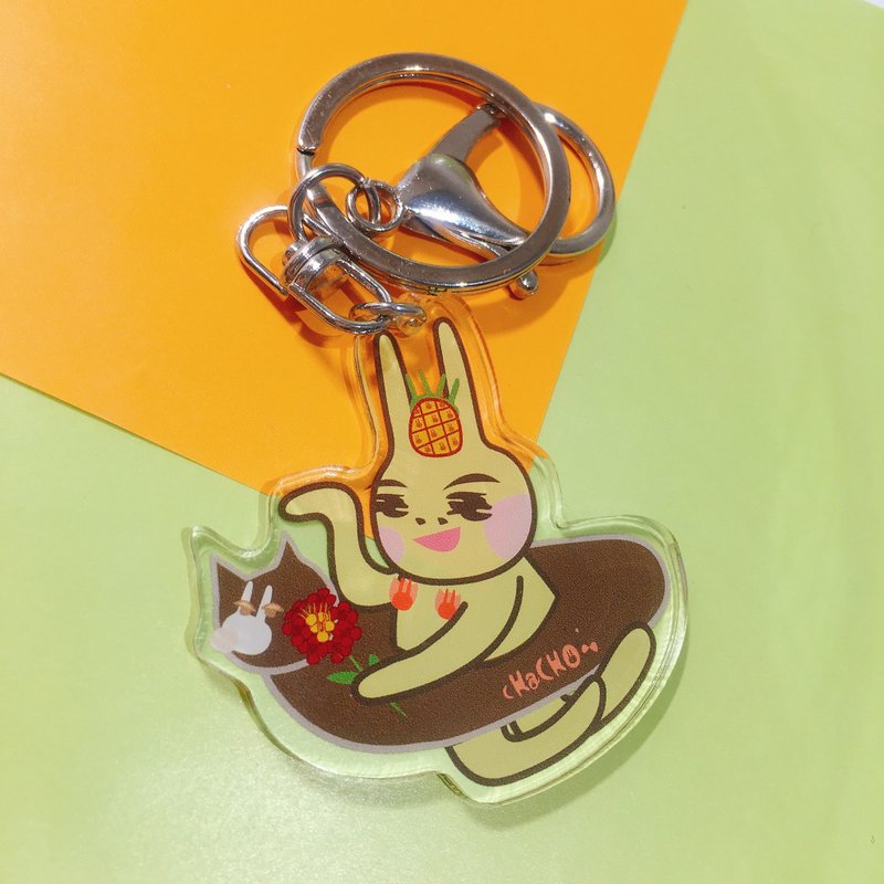 压克力钥匙圈 | 好运汪旺莱鼻孔兔款-汪汪旺旺莱加持 - 钥匙链/钥匙包 - 压克力 咖啡色