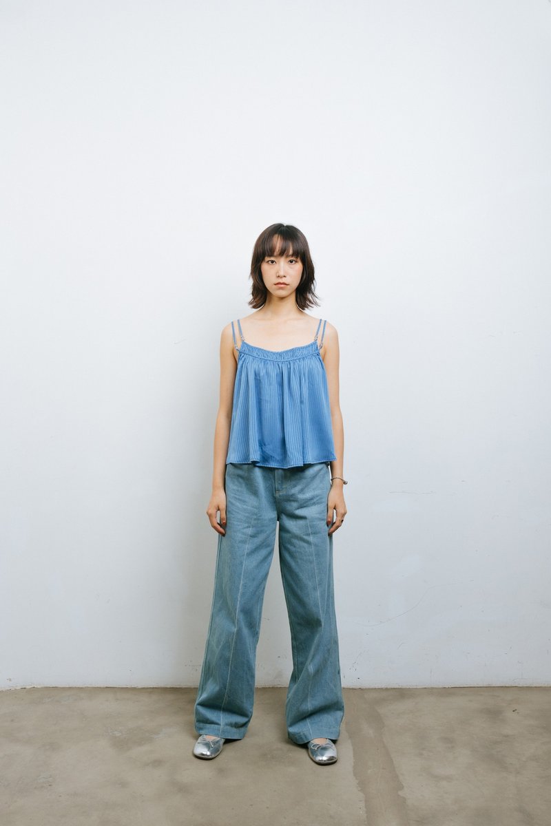 双吊带背心 A Line camisole - 女装背心 - 其他材质 蓝色